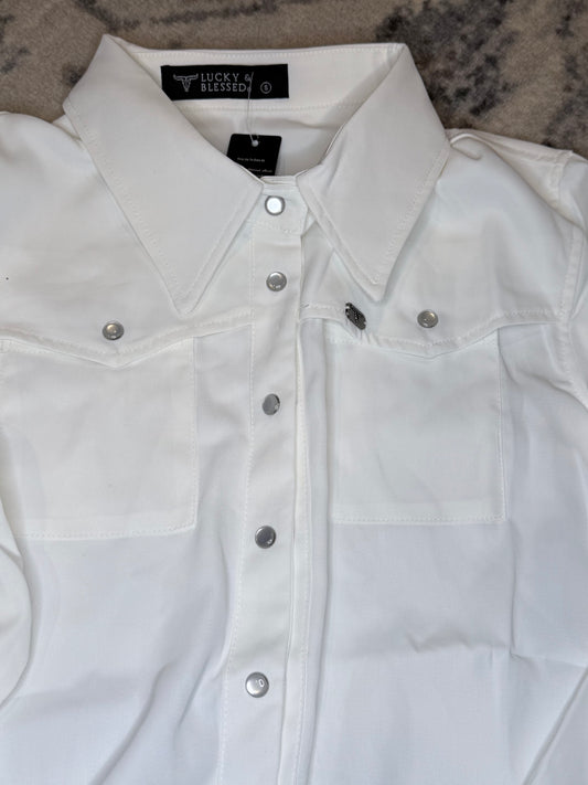 White Retro 90s Button Down Shirt