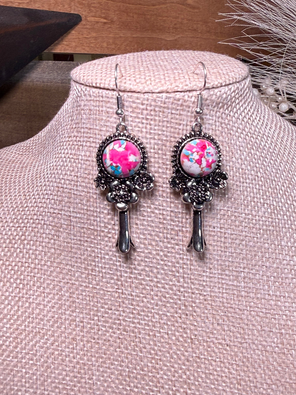 Cotton Candy Cowgirl Stone Drop Earrings