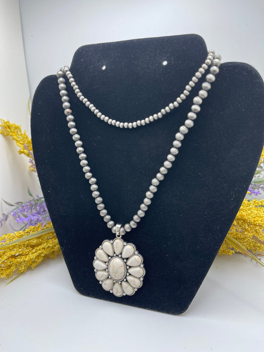 White Floral Pendant