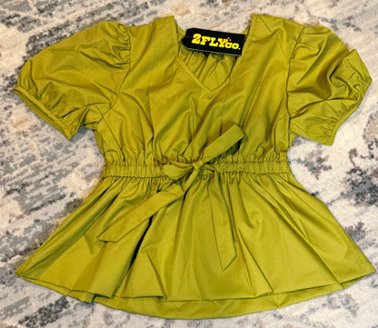 Prairie Bloom Peplum Top – Olive