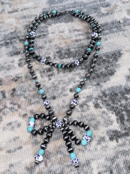 Pearl Bow Two Stand Necklace