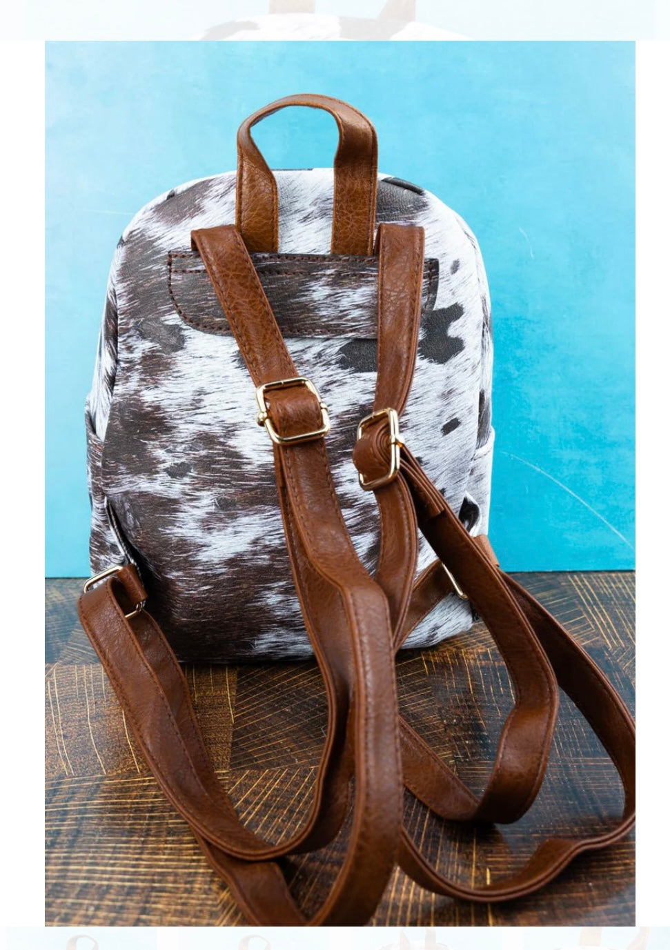 Cowhide Pattern Backpack Purse