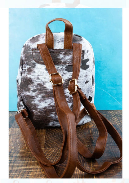 Cowhide Pattern Backpack Purse