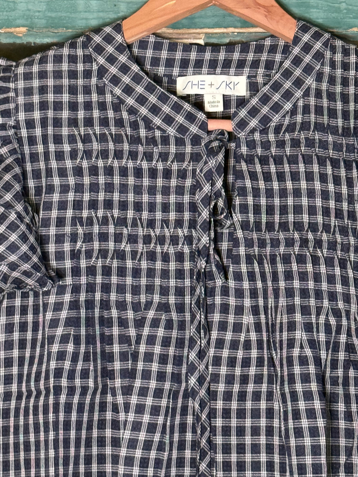 Backroad Charm Navy Gingham Top