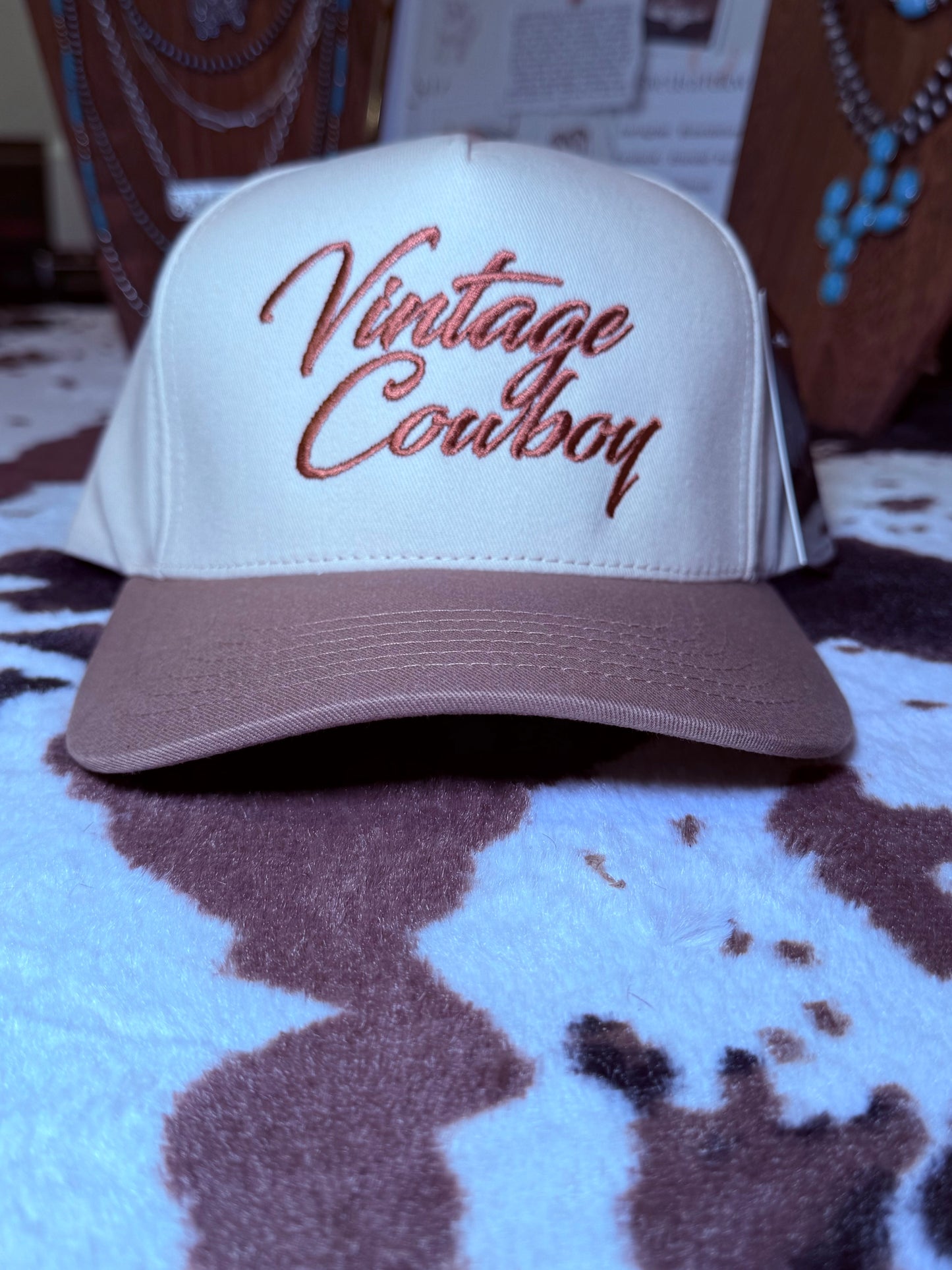 Vintage Cowboy Embroidery Two Tone Baseball Cap