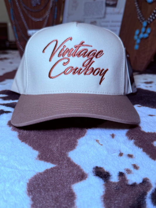 Vintage Cowboy Embroidery Two Tone Baseball Cap