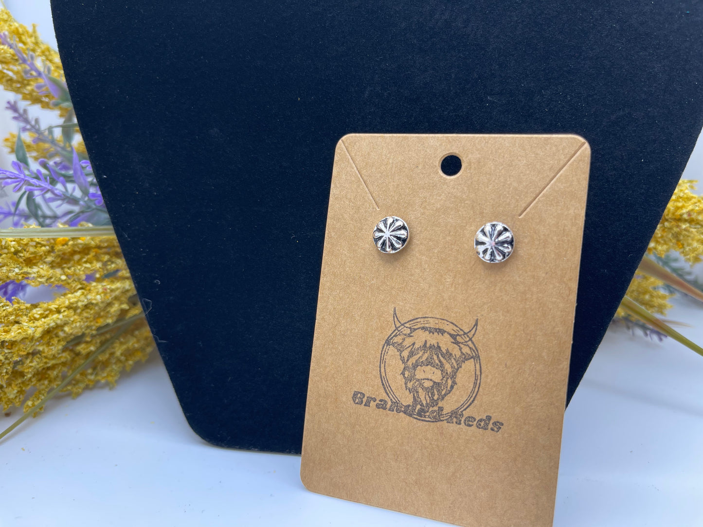 Antiqued Silver Turquoise Stud