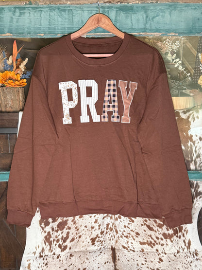Pray About It Quilted Patch Sweatshirt