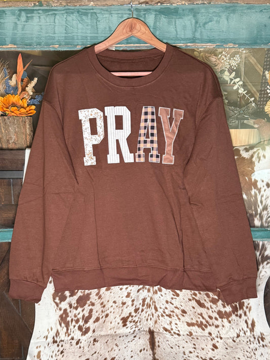 Pray About It Quilted Patch Sweatshirt