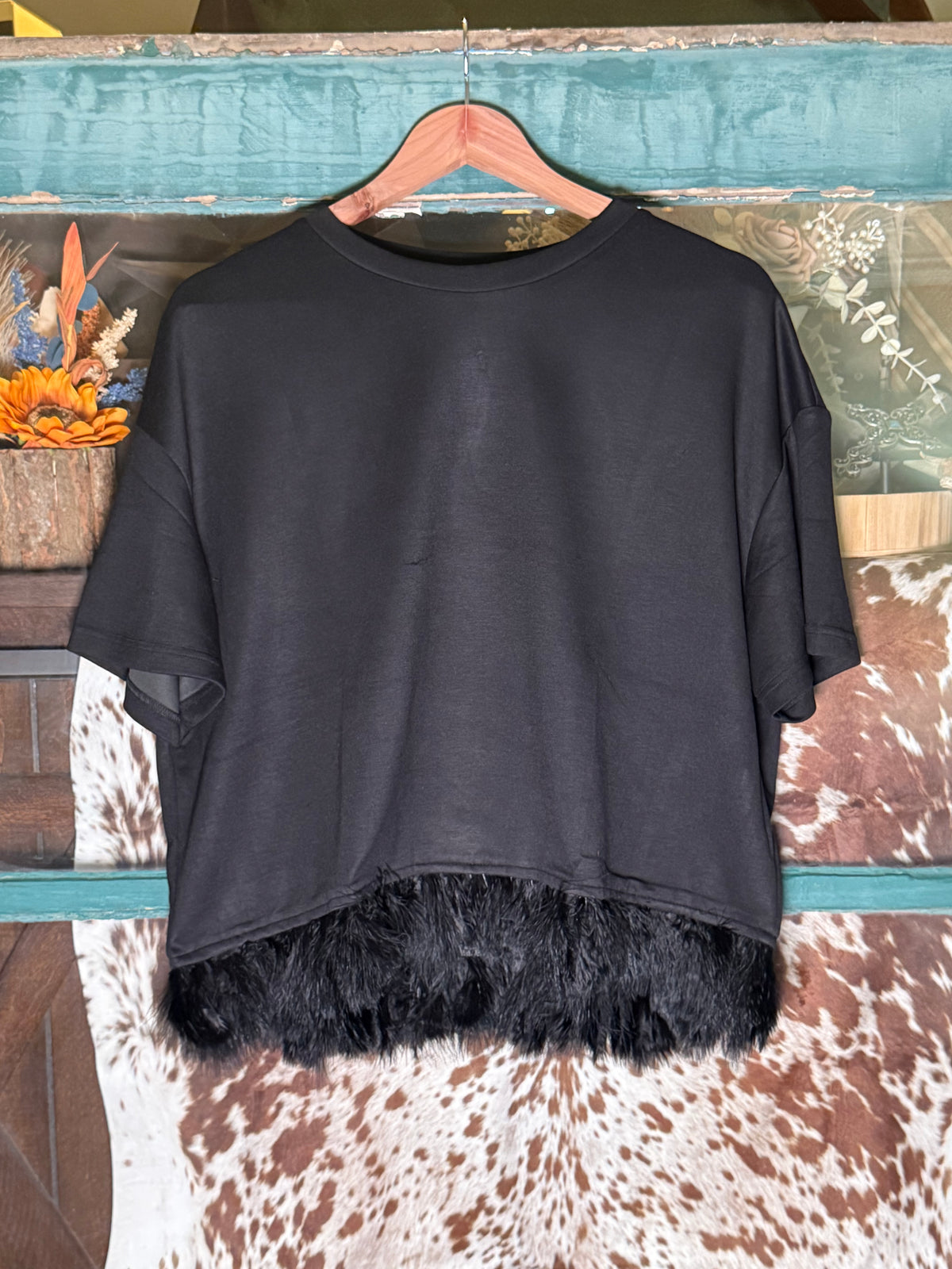 Feathers After Dark Boxy Top