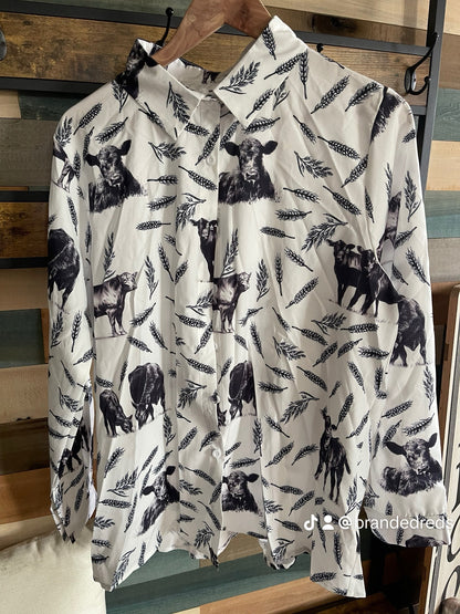 Cow | Wheat - Button Down