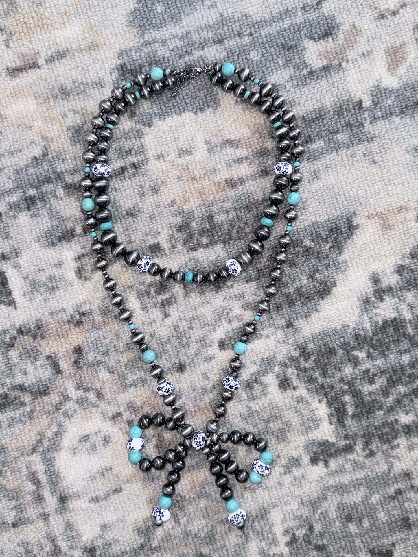 Pearl Bow Two Stand Necklace
