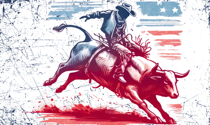 Red White and Blue Bull Rider