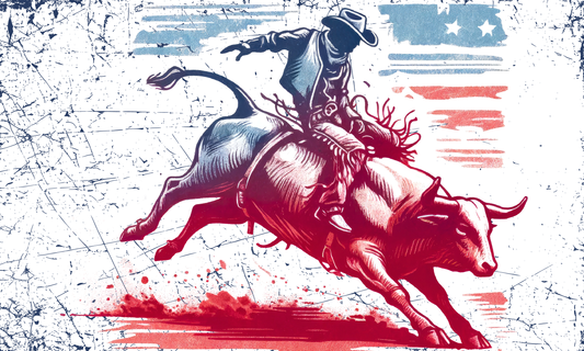 Red White and Blue Bull Rider