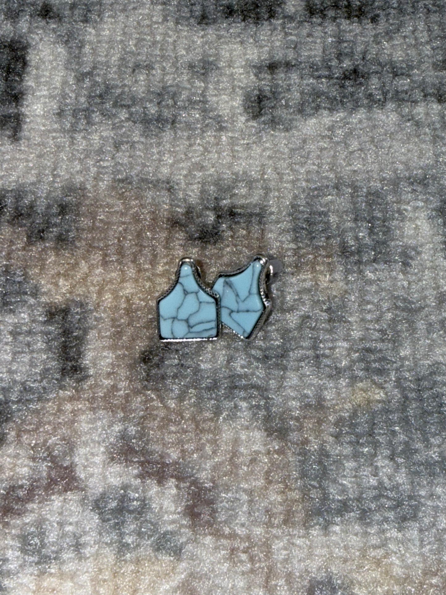 Marble Ear Tag Stud Earrings