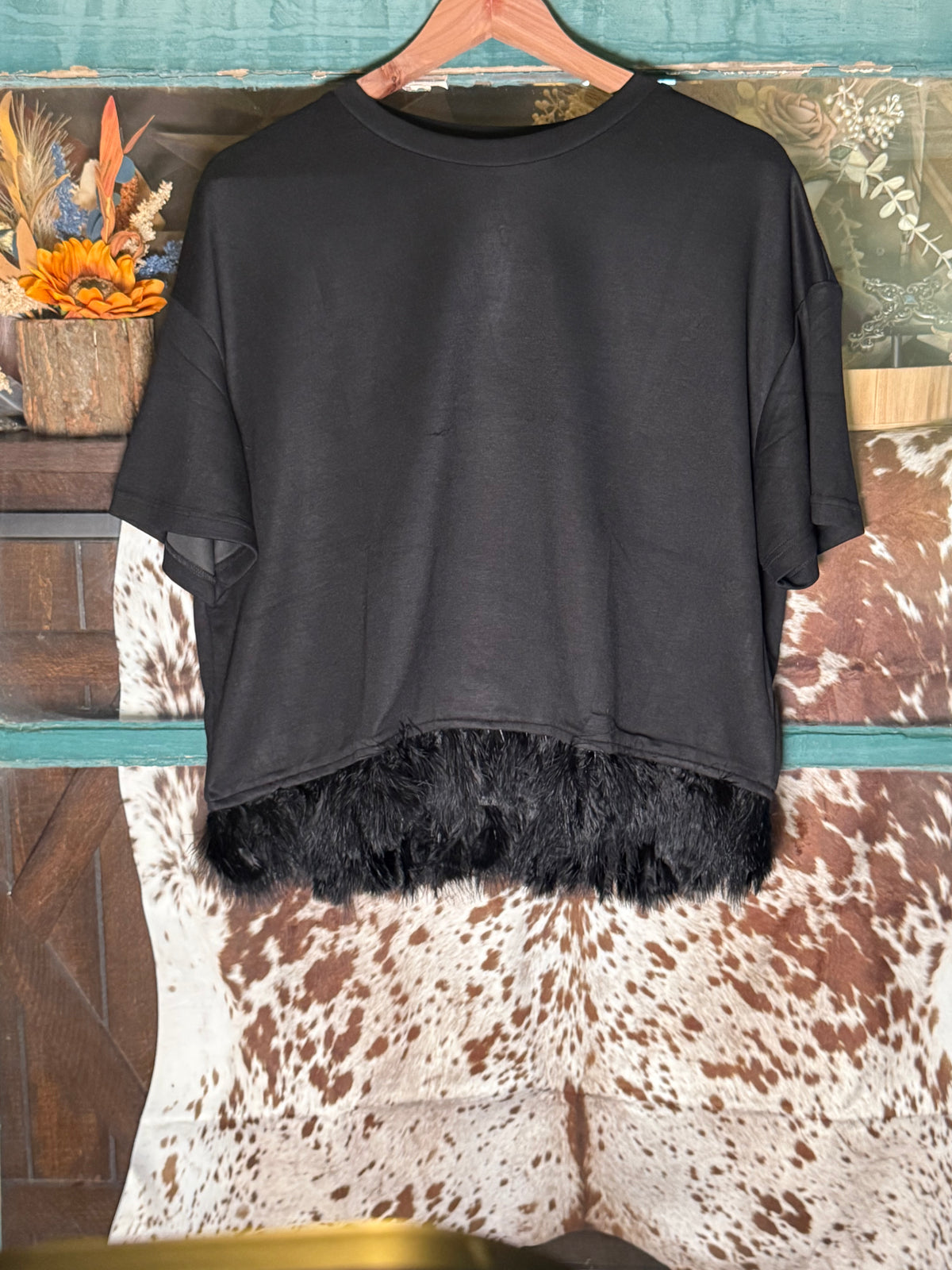 Feathers After Dark Boxy Top