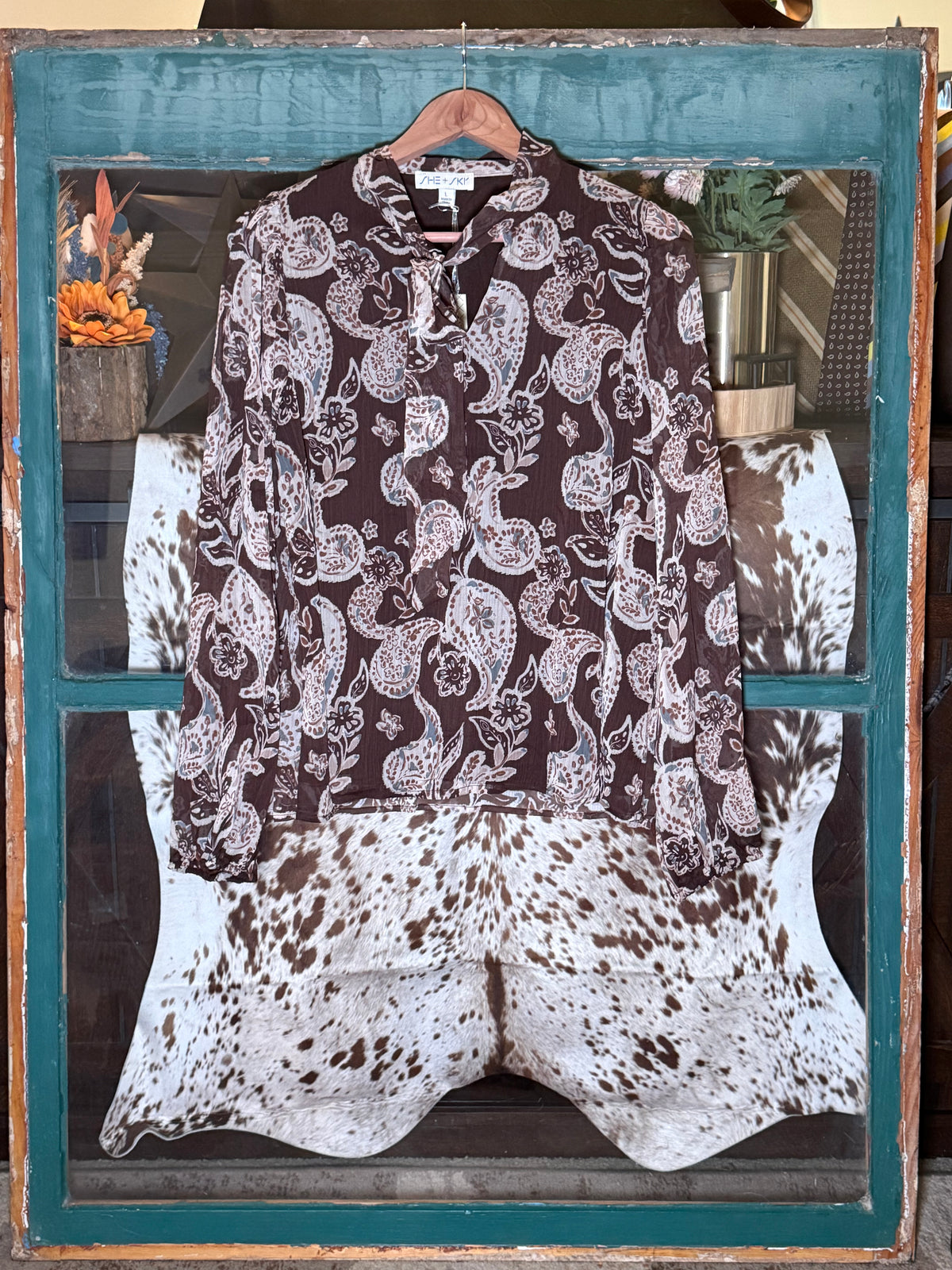Backroad Paisley Tie Neck Top