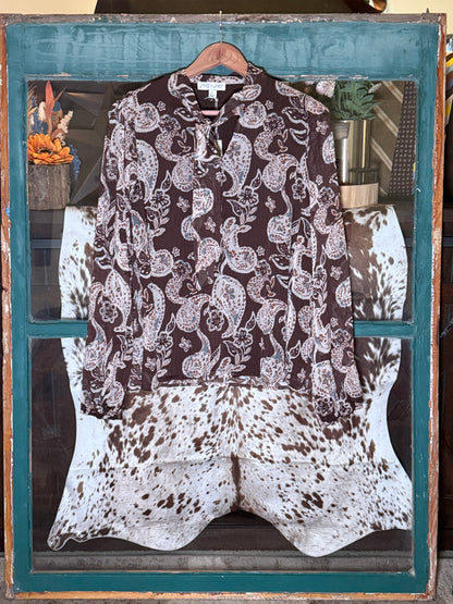 Backroad Paisley Tie Neck Top