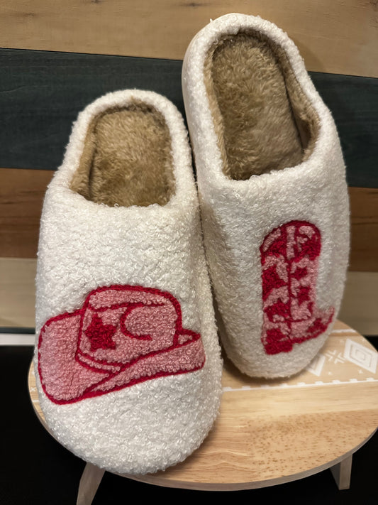 Pink Western Slippers