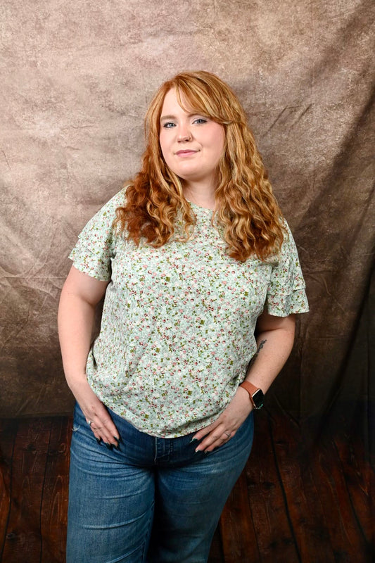 Pastel Green Floral Top