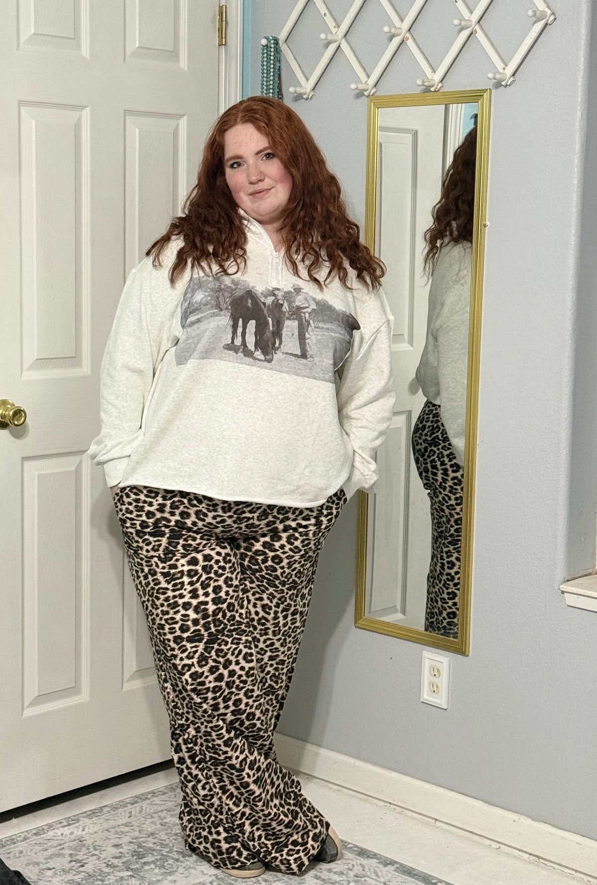 Cowgirl Wild Side Leopard Wide Leg Pants