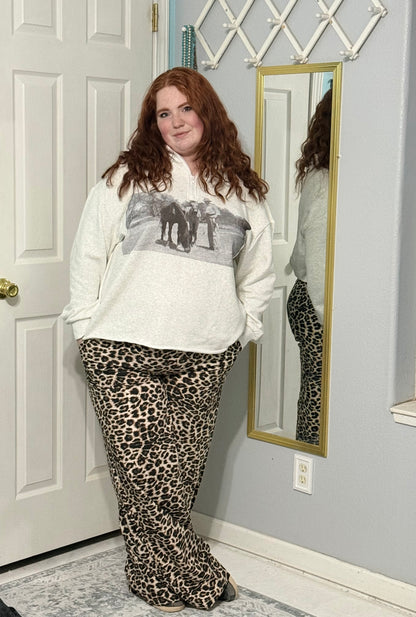 Cowgirl Wild Side Leopard Wide Leg Pants
