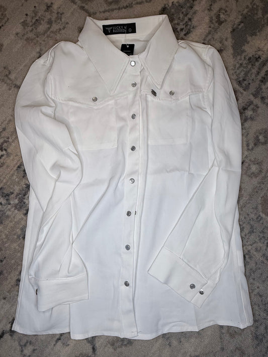 White Retro 90s Button Down Shirt