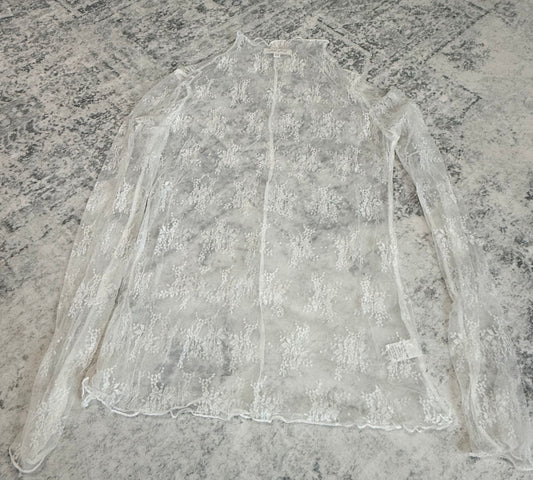 White Mesh Lace High Neck