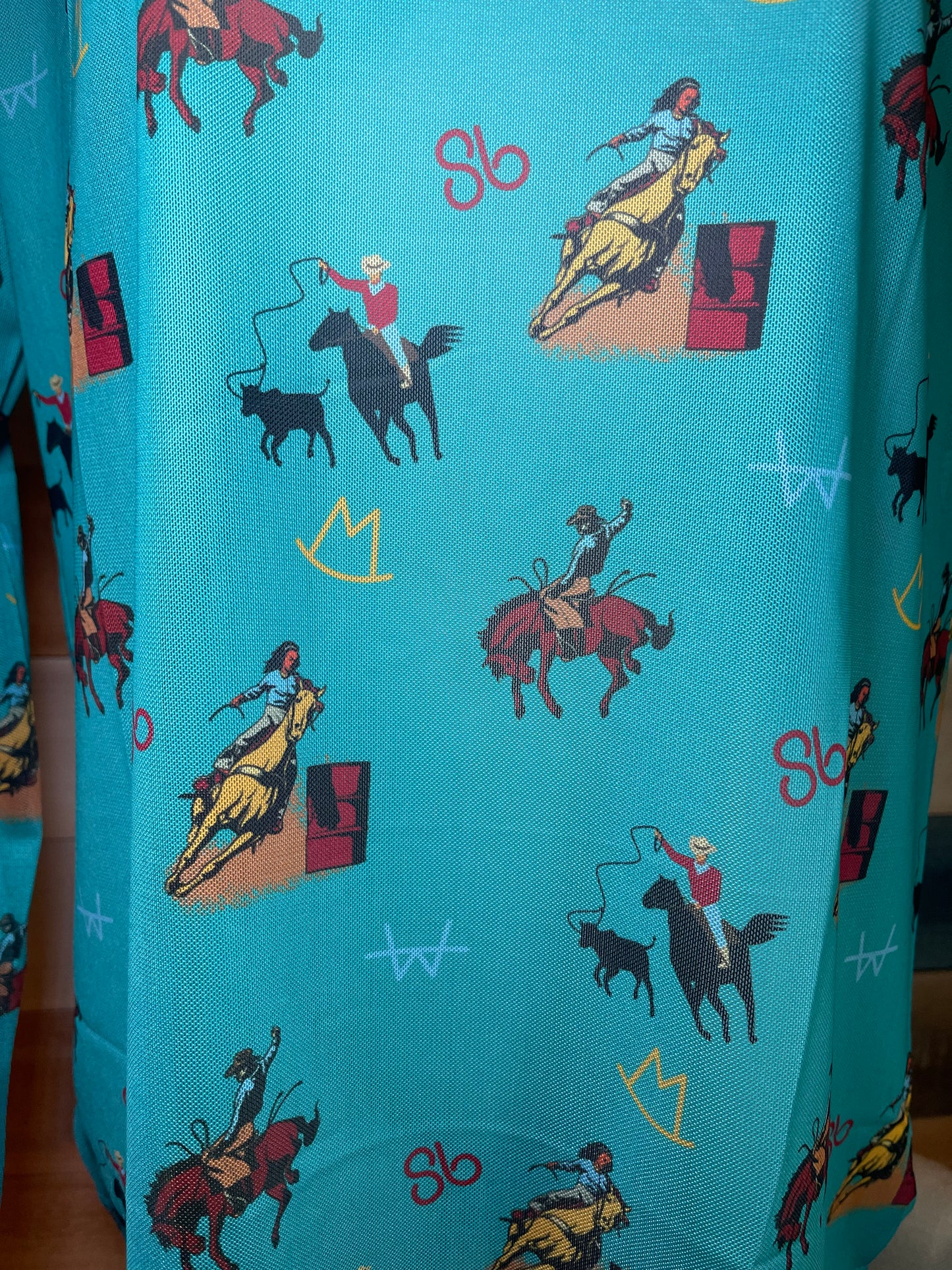 Western Print Mesh Top