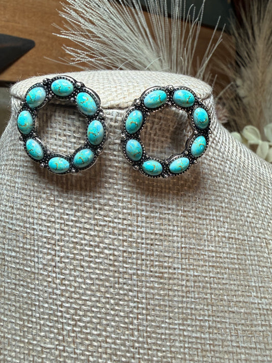 Turquoise Loop Stone Earrings