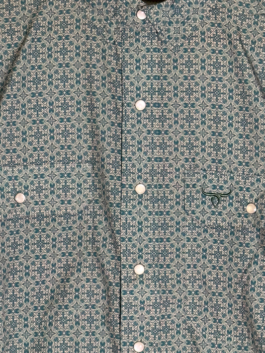 Teal Trail Short Sleeve Pearl Snap Shirt