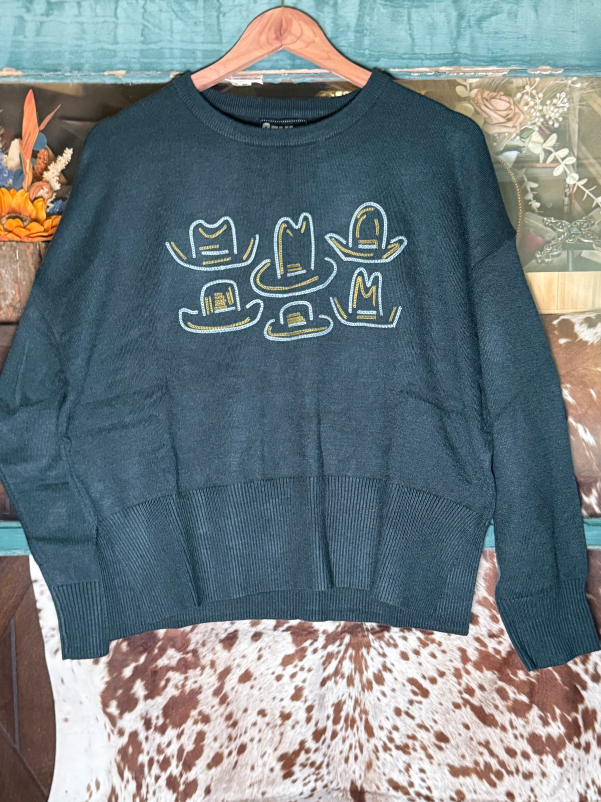 Hats Off to Green Sweater Knit Top