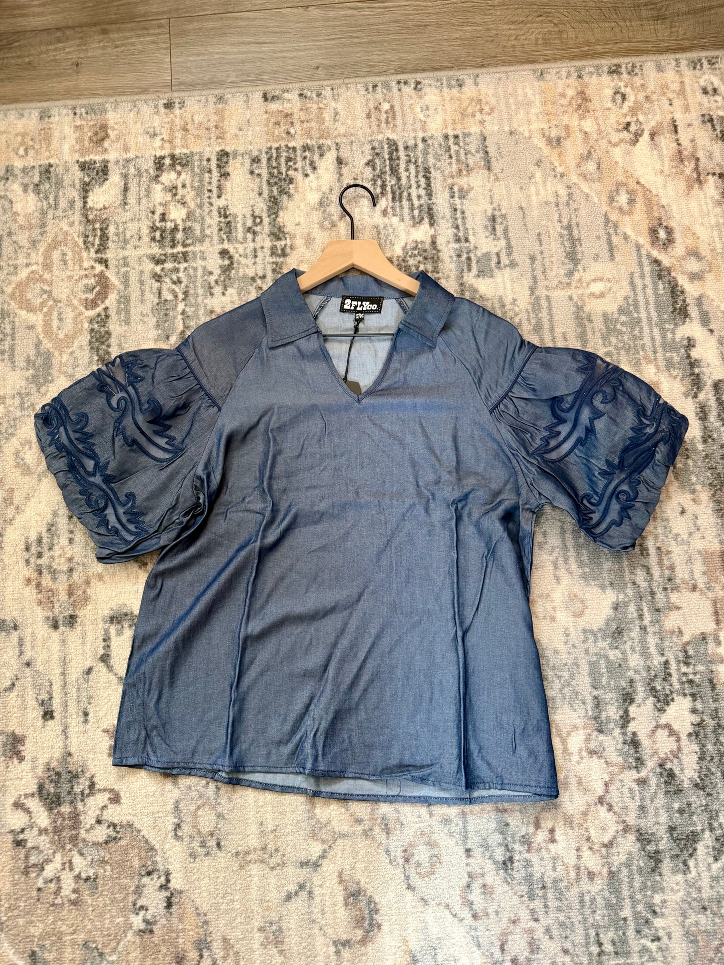 Midnight Mesa Puff Sleeve Top