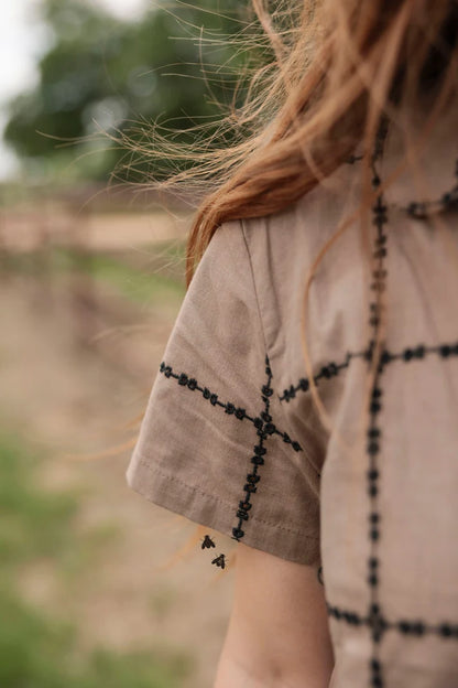 Crossed Reins Boxy Button-Up