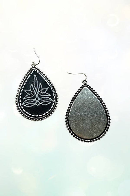 WESTERN BOOT STITCH LARGE TEARDROP EARRING