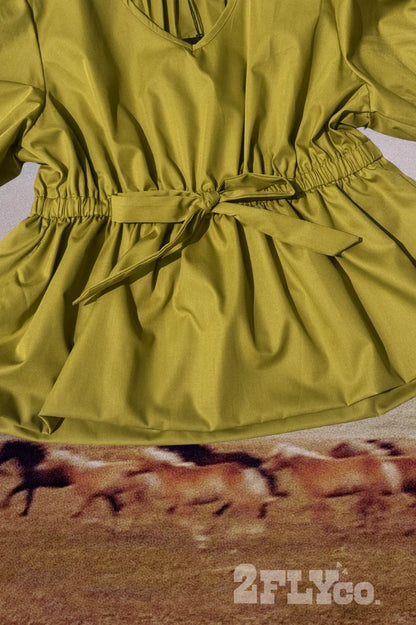 Prairie Bloom Peplum Top – Olive
