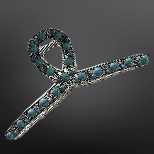 Western Turquoise Beaded Hair Clip