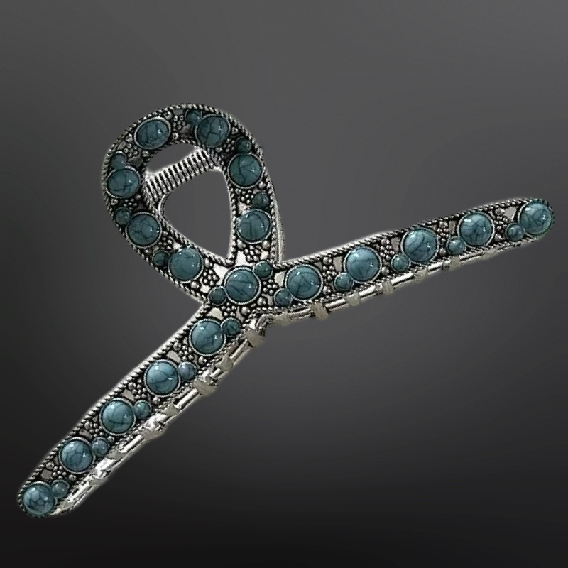 Western Turquoise Beaded Hair Clip