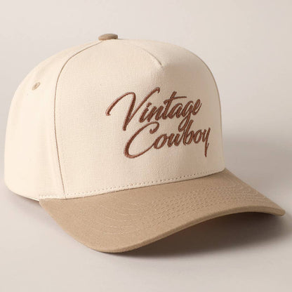 Vintage Cowboy Embroidery Two Tone Baseball Cap