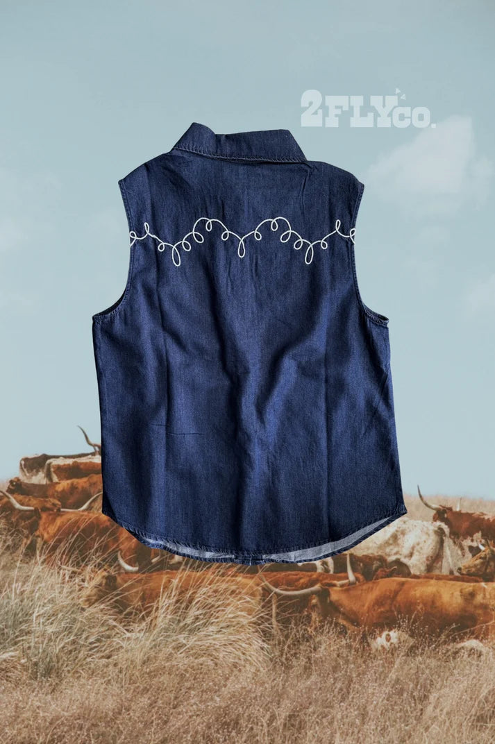 Denim Cowgirl Snap Tank