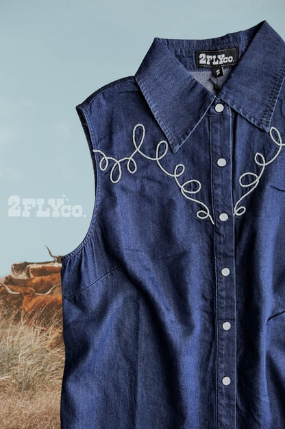 Denim Cowgirl Snap Tank