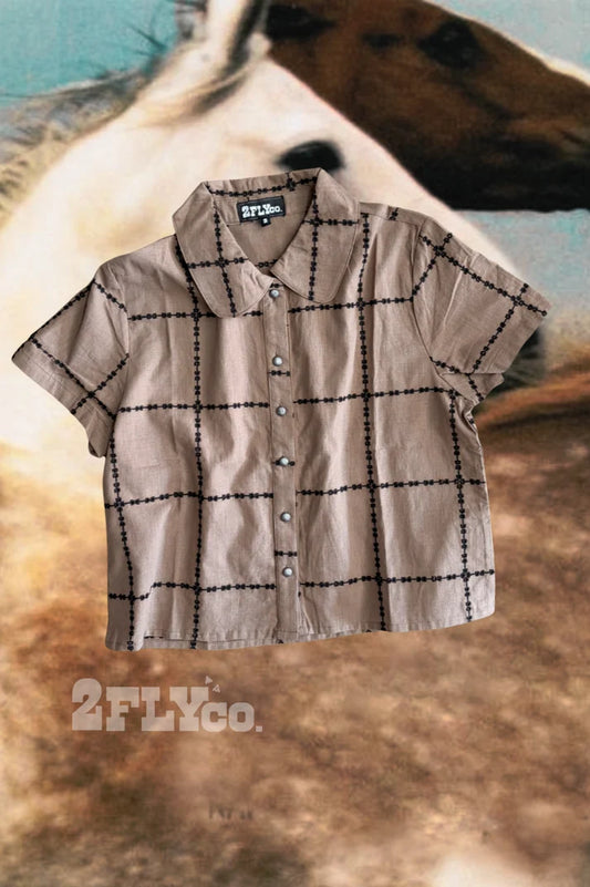 Crossed Reins Boxy Button-Up